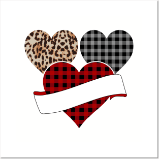 Women's Striped Plaid Printed Heart Valentine's Day Posters and Art